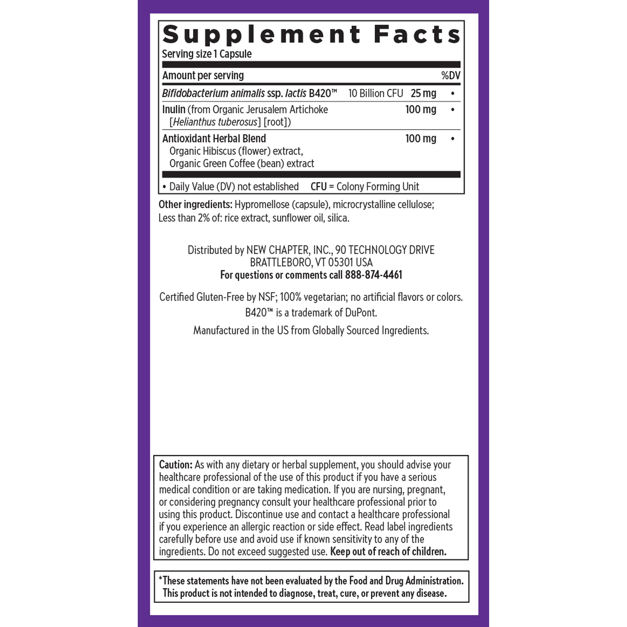 Dairy-free formulation banner on New Chapter Daily Dual Biotic packaging