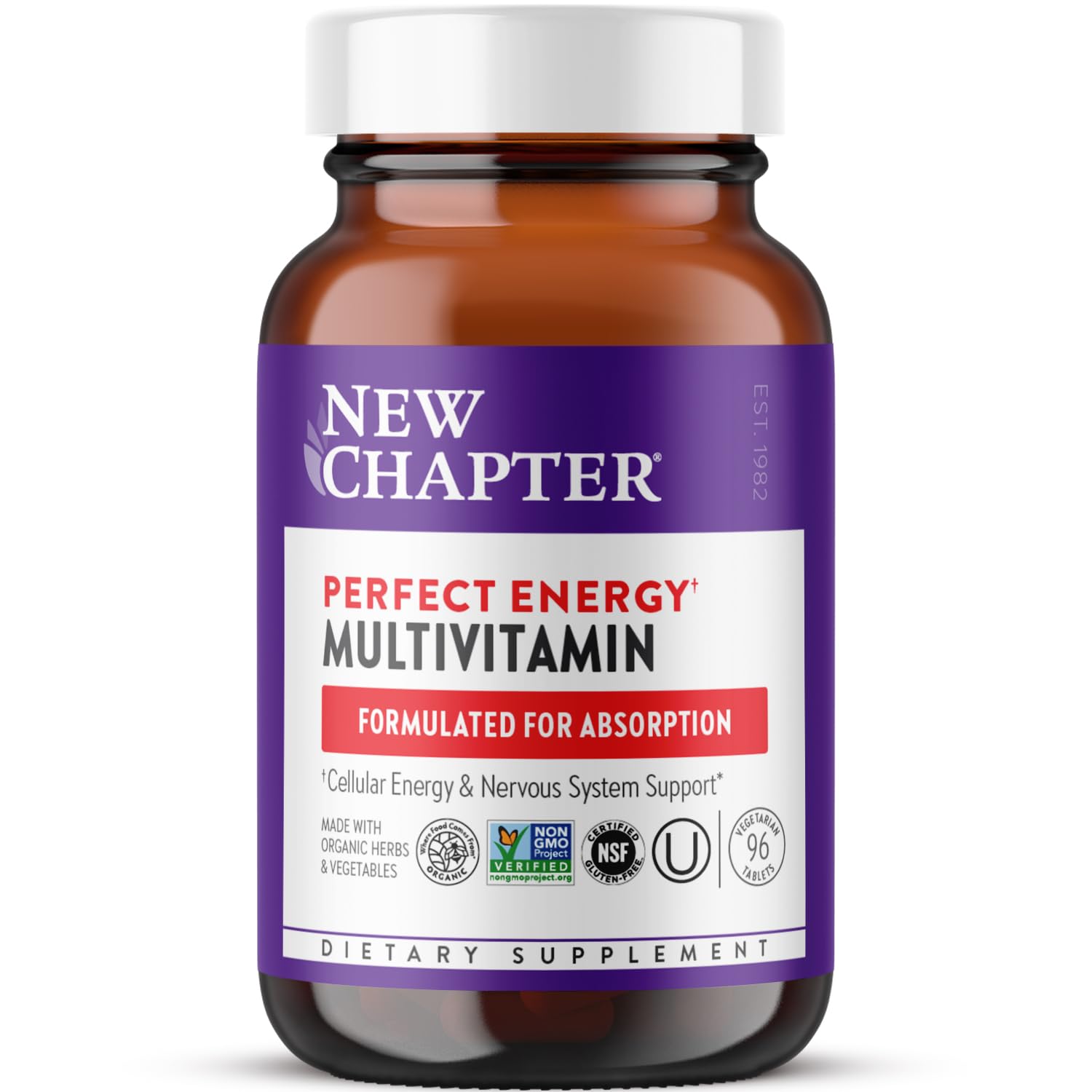 New Chapter Energy Multivitamin bottle on kitchen counter for daily energy support