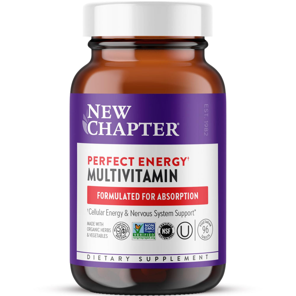 New Chapter Energy Multivitamin bottle on kitchen counter for daily energy support