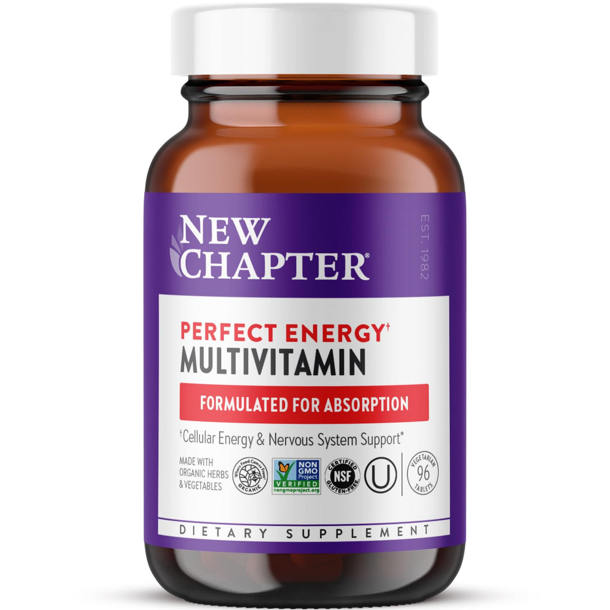 New Chapter Energy Multivitamin bottle on kitchen counter for daily energy support