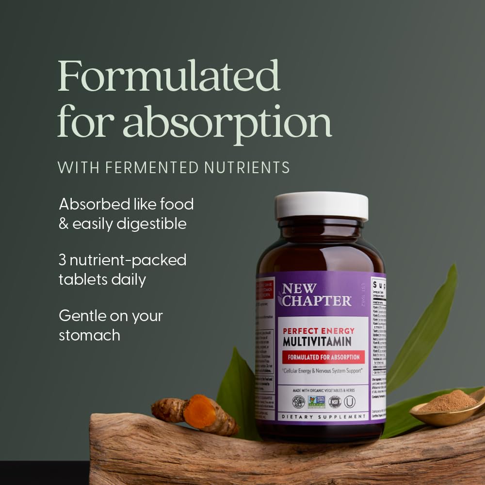 New Chapter Energy packaging box highlighting organic ingredients and 96 count