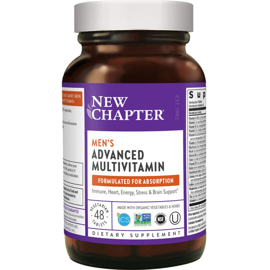 New Chapter Every Man bottle front view shows fermented whole-food nutrients for easy digestion.
