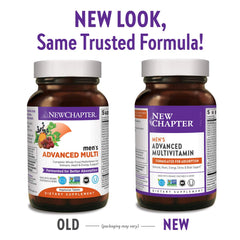 New Chapter Every Man bottle side view highlights organic ingredients and packaging.
