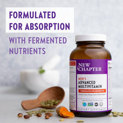 New Chapter Every Man organic ingredients image focusing on whole-food complex.