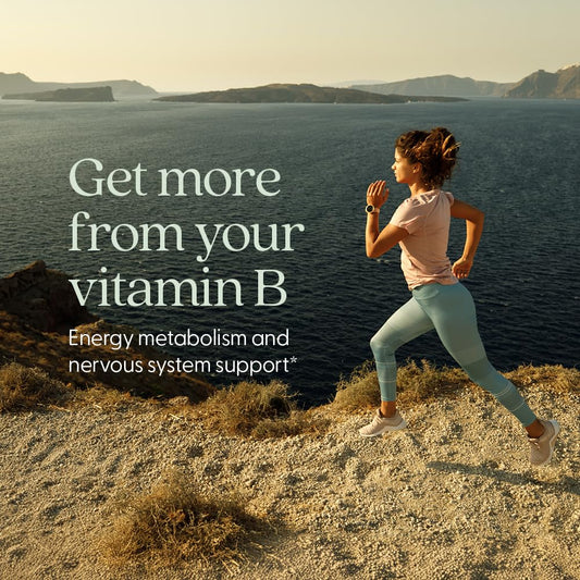 New Chapter Vitamin B Complex label closeup highlighting fermented formula for gentle digestion.