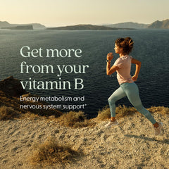 New Chapter Vitamin B Complex label closeup highlighting fermented formula for gentle digestion.