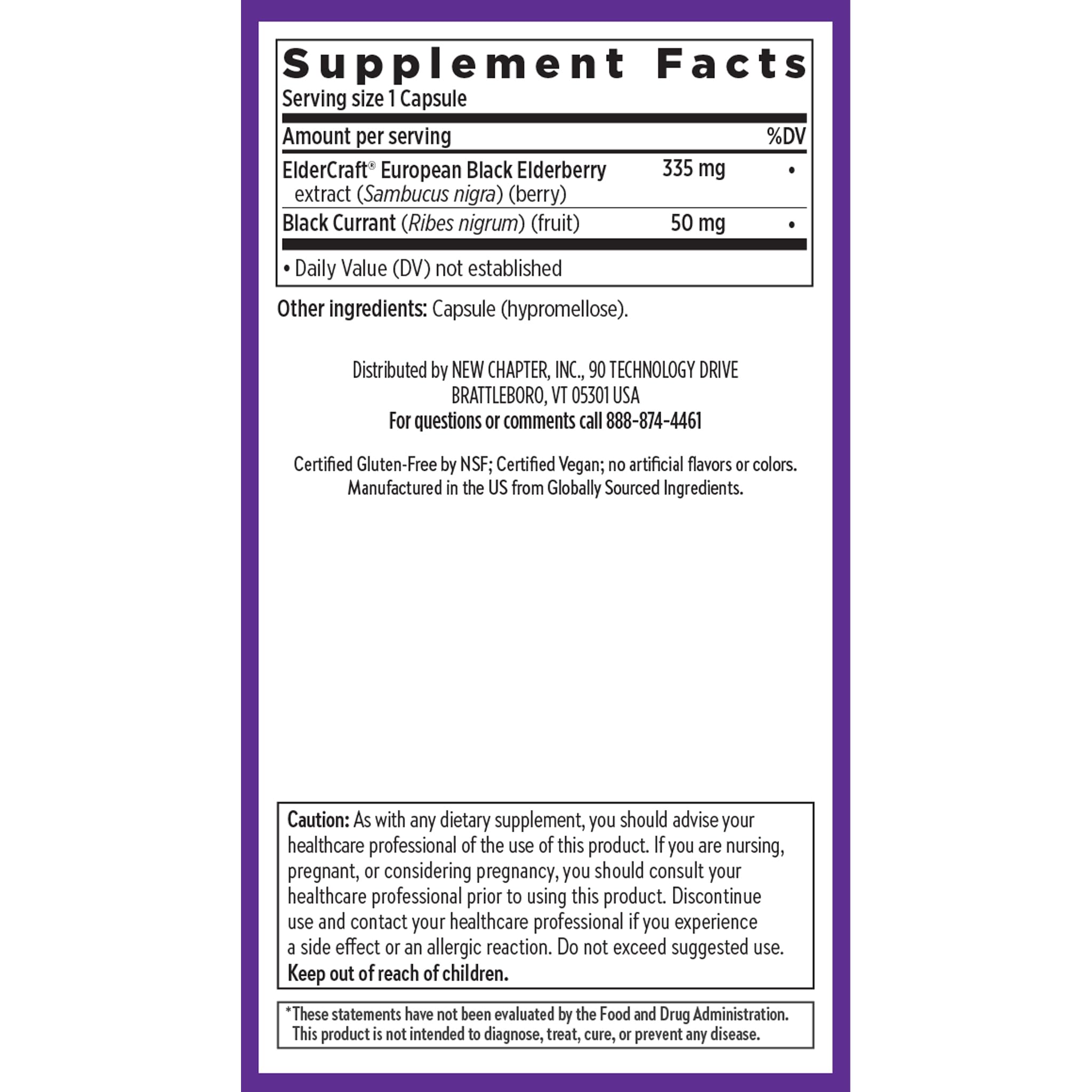 Gluten-free and vegan certifications visible on the bottle label