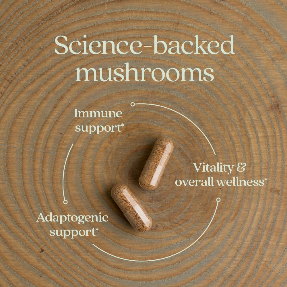 New Chapter Identity Assured label confirms verified mushroom strains.