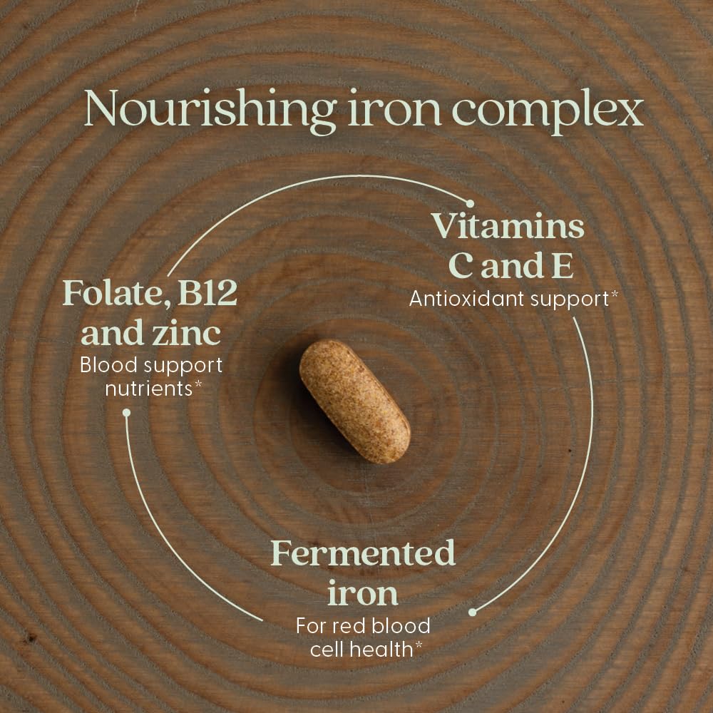 New Chapter iron ingredients with organic vegetables and herbs.