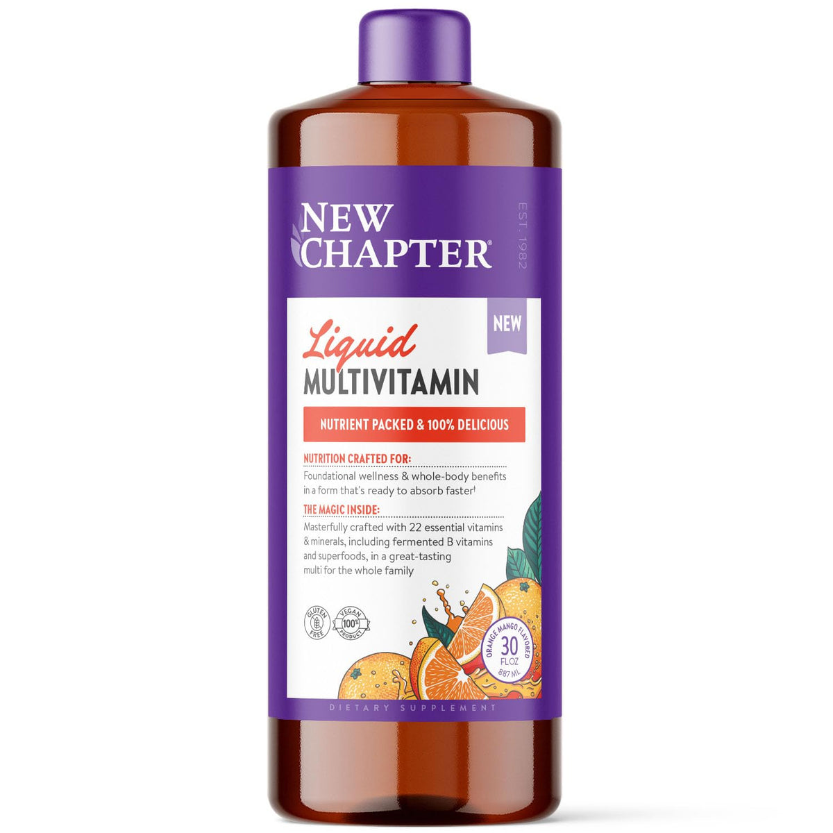 New Chapter Liquid Multivitamin bottle-pour for easy dosing.