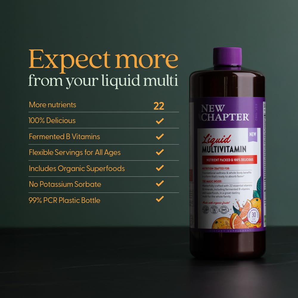 New Chapter liquid multivitamin dosing dropper enables precise dosing.