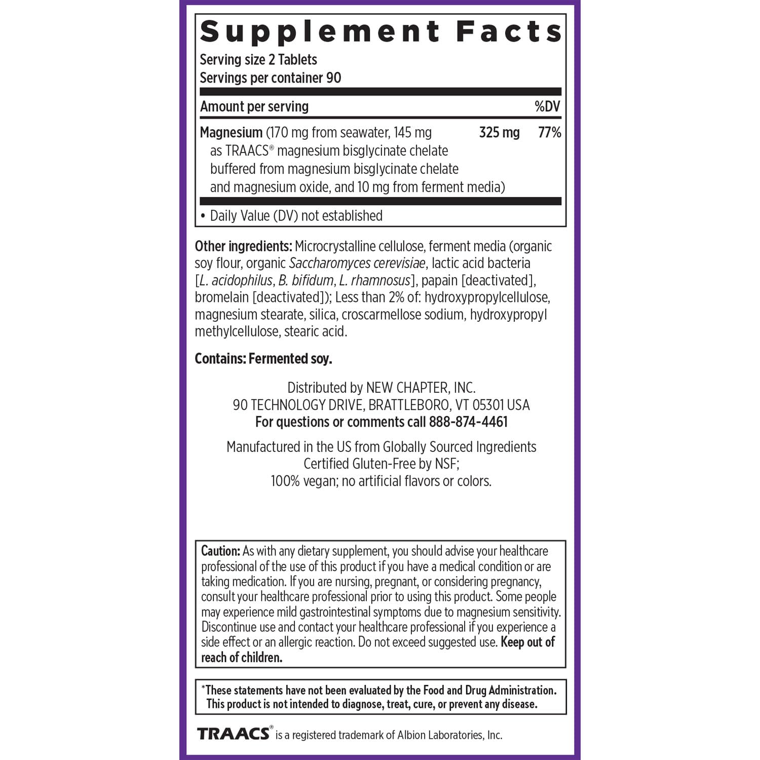 New Chapter Magnesium Complex non-GMO verification photo highlights certified gluten-free status.
