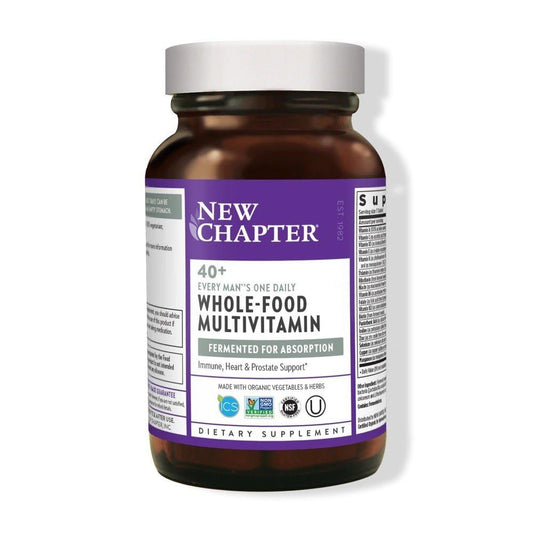 New Chapter Men's Multivitamin 40+ bottle with probiotics for daily wellness