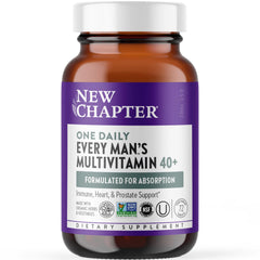 New Chapter Men’s Multivitamin 40+ bottle for daily energy and immune support.