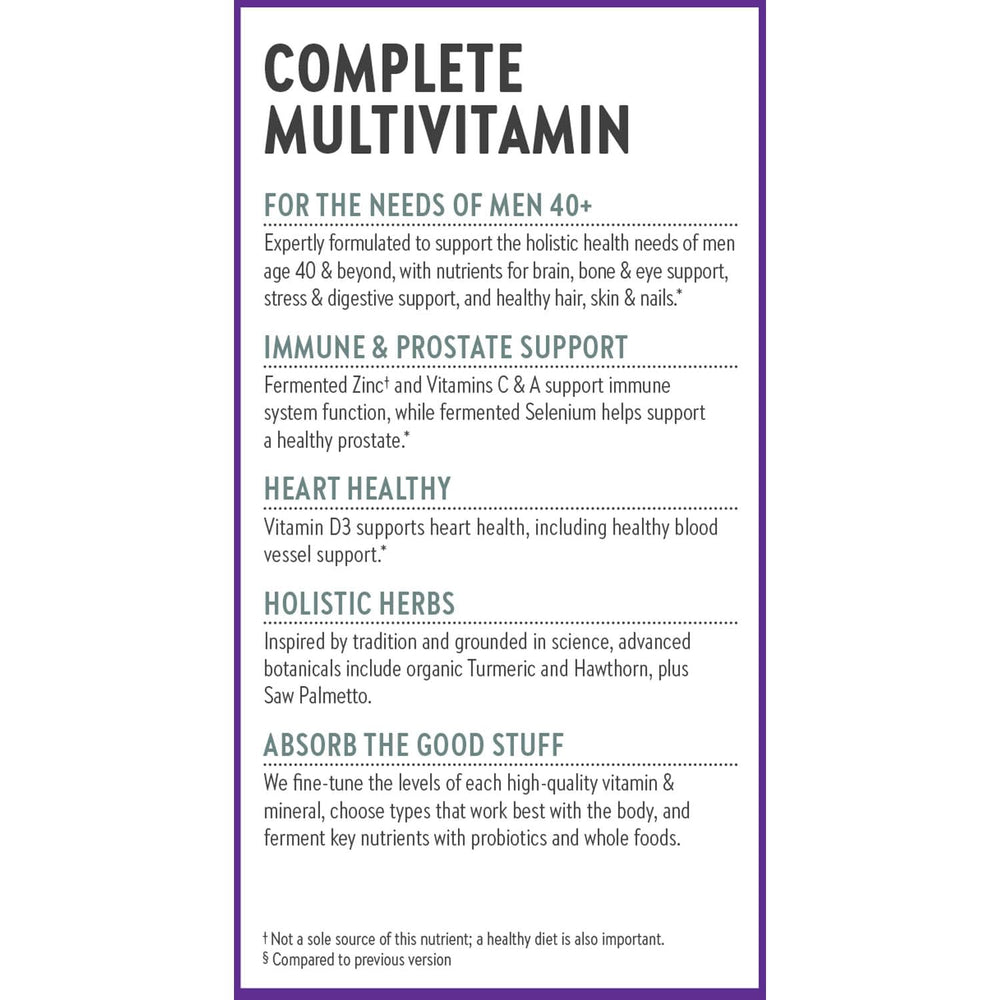 New Chapter Men’s Multivitamin 40+ gluten-free certification for safe, trusted use.