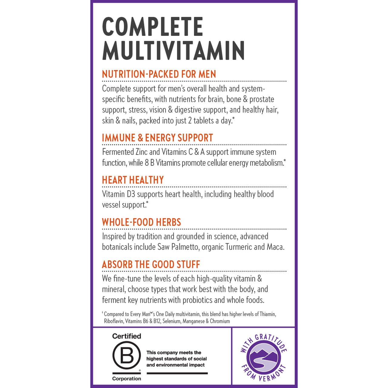 New Chapter certified organic and non-GMO labels on packaging.