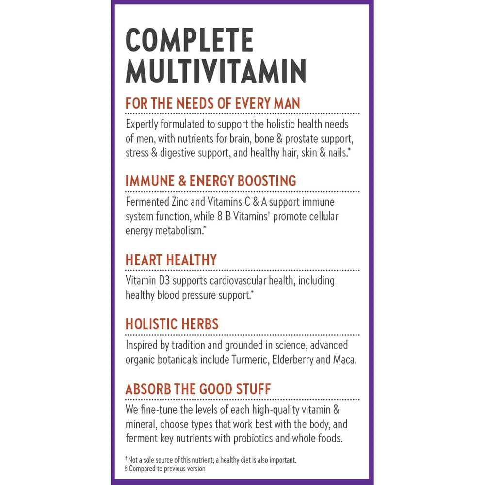 New Chapter Men's Multivitamin packaging eco-friendly design emphasizes mindful, sustainable choice.