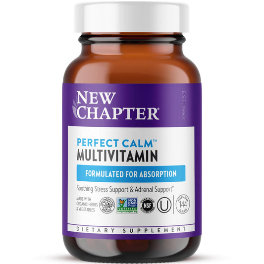 New Chapter Perfect Calm bottle front view signals daily stress and mood support.