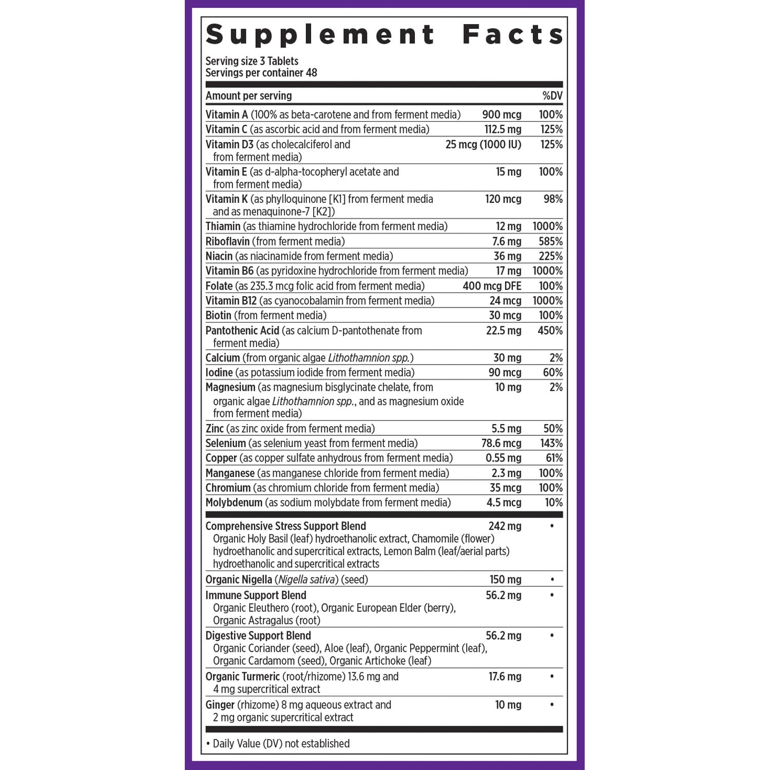 New Chapter Perfect Calm fermentation tag highlights probiotic benefits for digestion support.