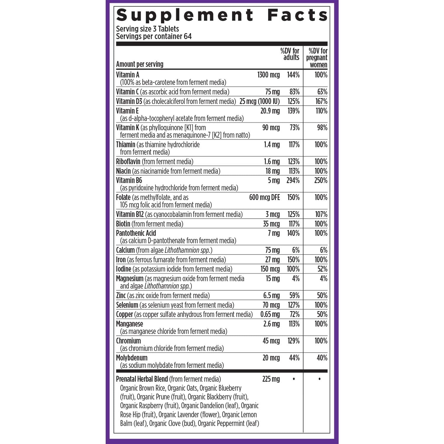 New Chapter Perfect Prenatal organic vegetables closeup underscores organic whole-food ingredients