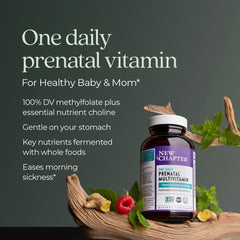 New Chapter Prenatal fermented nutrients concept illustrating gentle digestion.