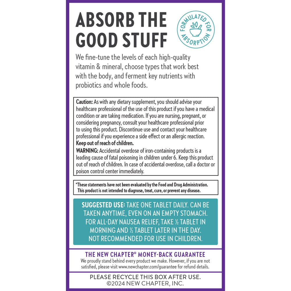 Fermented nutrients with whole foods in New Chapter Prenatal for easy absorption.