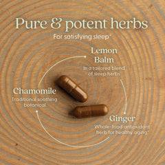 Capsule close-up from Zyflamend Nighttime shows vegetarian sleep support formula.
