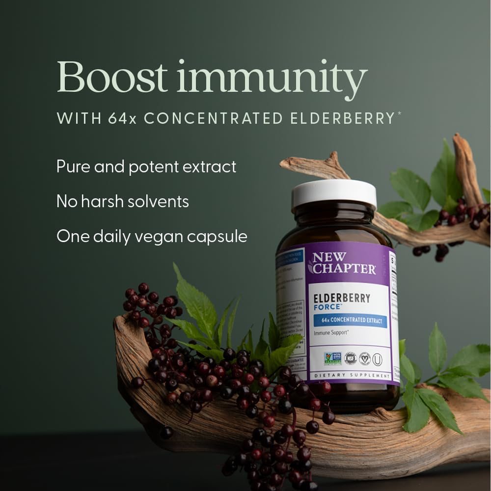 New Chapter elderberry extract capsules with solvent-free true-to-fruit profile