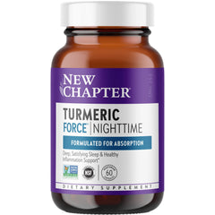 New Chapter Turmeric Force Nighttime bottle offers non-drowsy sleep support.