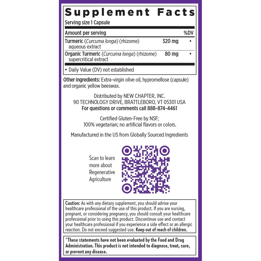 New Chapter Turmeric Force organic turmeric extract visual emphasis.