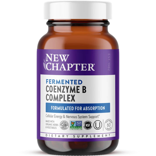New Chapter Vitamin B Complex bottle front showing compact tablets for daily energy support.