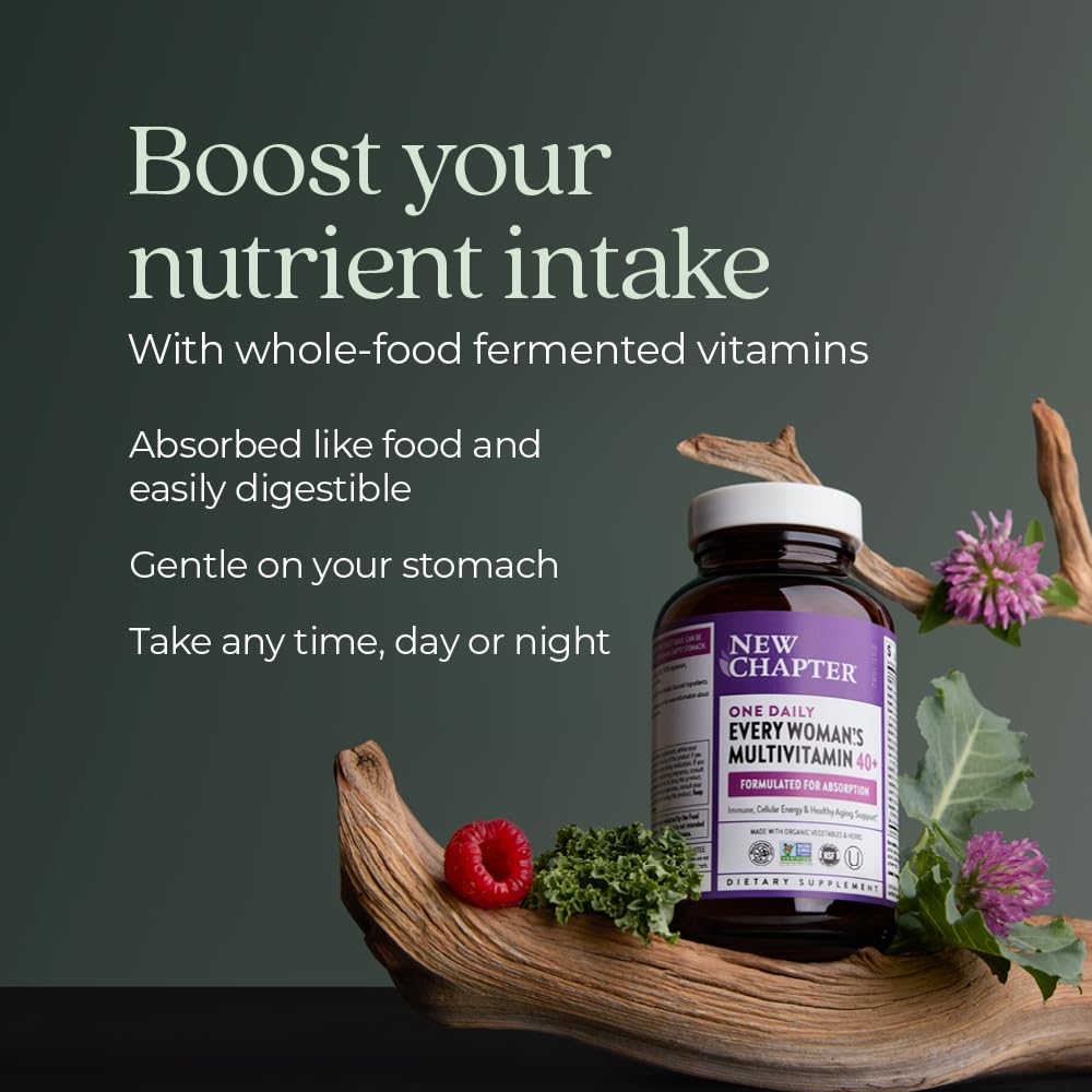 New Chapter Women’s Multivitamin 40+ label detail highlights D3 and B vitamins