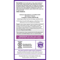 Vitamin blend chart displays B vitamins and minerals in the formula.