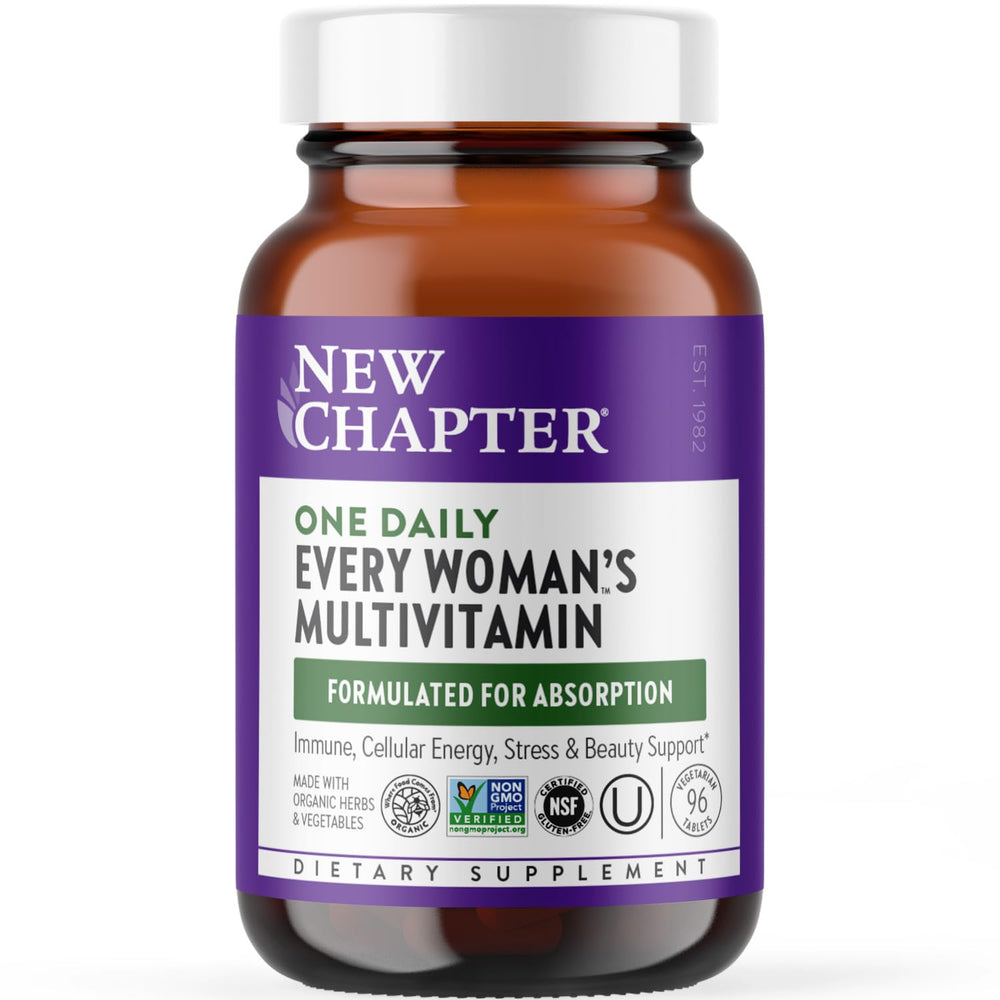 New Chapter Women’s One Daily multivitamin bottle supports daily immune health and energy