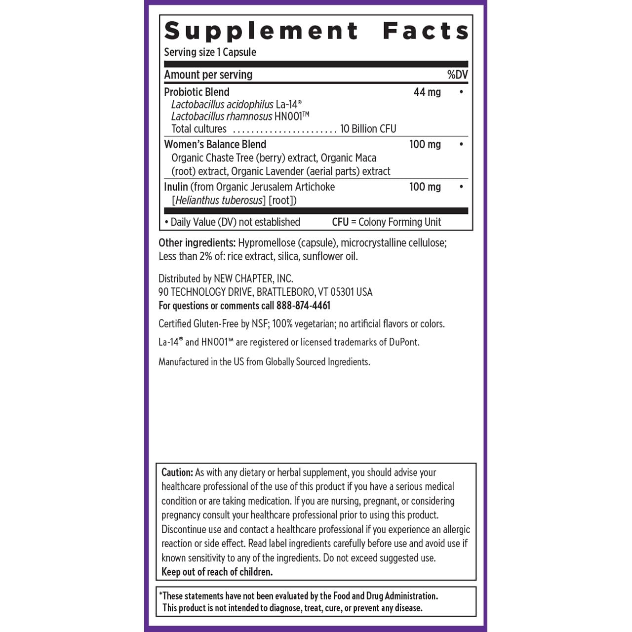 New Chapter bottle shows Chaste Tree extract for hormonal balance support.