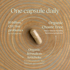 New Chapter probiotic label close-up, emphasizing quality and identity testing.