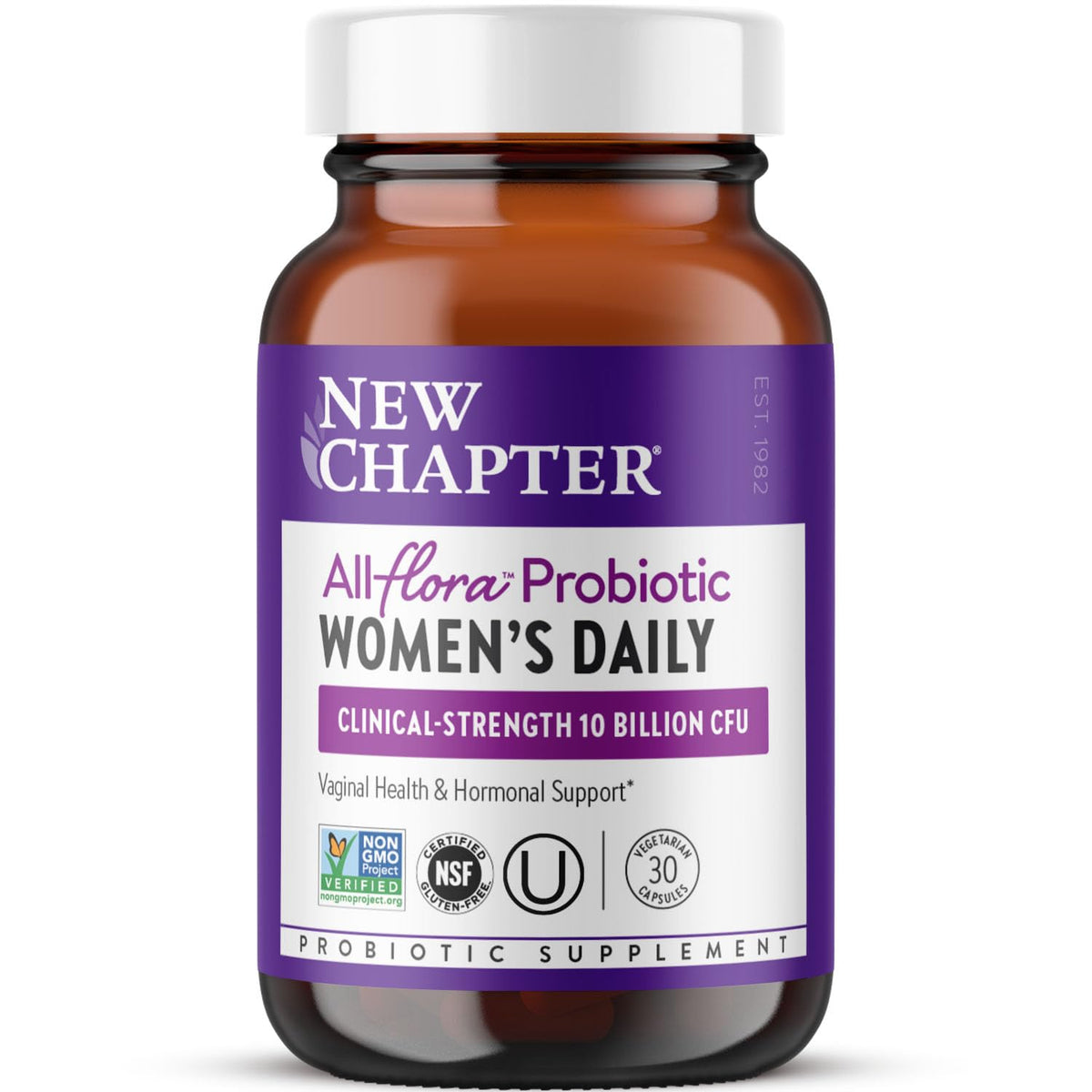 New Chapter Women’s Probiotics label shows 10B CFU and identity quality.