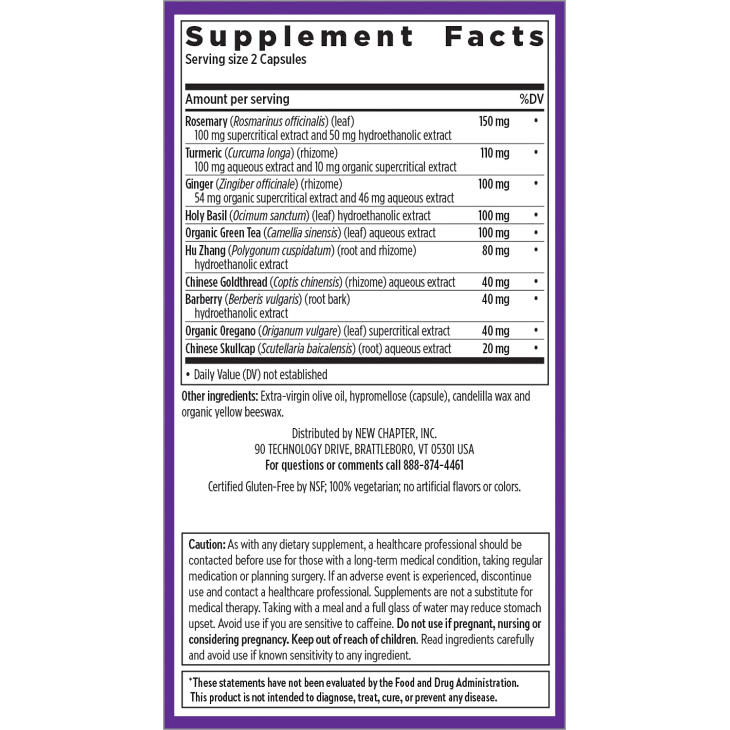 New Chapter Zyflamend labeled Non-GMO and gluten-free
