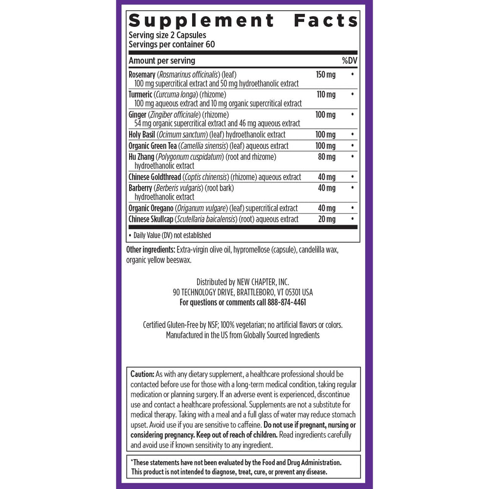 New Chapter Zyflamend Non-GMO Project Verified label on packaging.