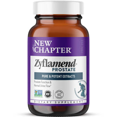 New Chapter Zyflamend Prostate bottle on table highlighting plant-based formula for prostate support