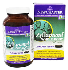 New Chapter Zyflamend Whole Body bottle front view, vegetarian capsule option for daily wellness.