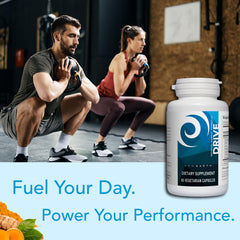 New Earth Drive turmeric and microalgae on label suggest antioxidant support.