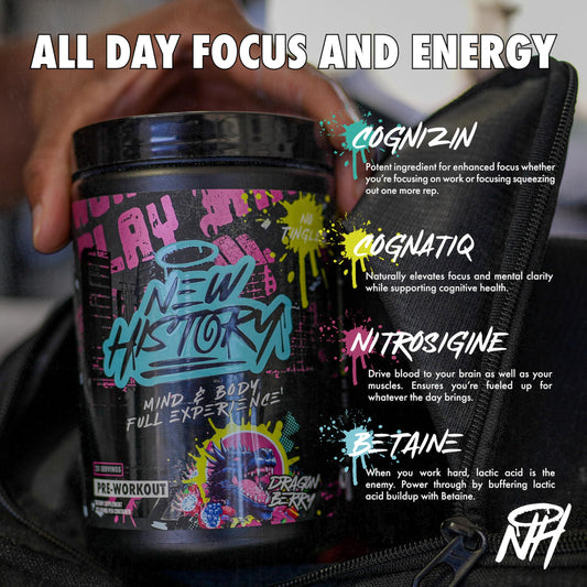 New History Mind and Body Dragon Berry scoop ready to mix for enhanced endurance