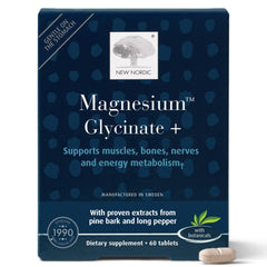 New Nordic Magnesium Glycinate bottle with 220 mg tablets for daily magnesium support