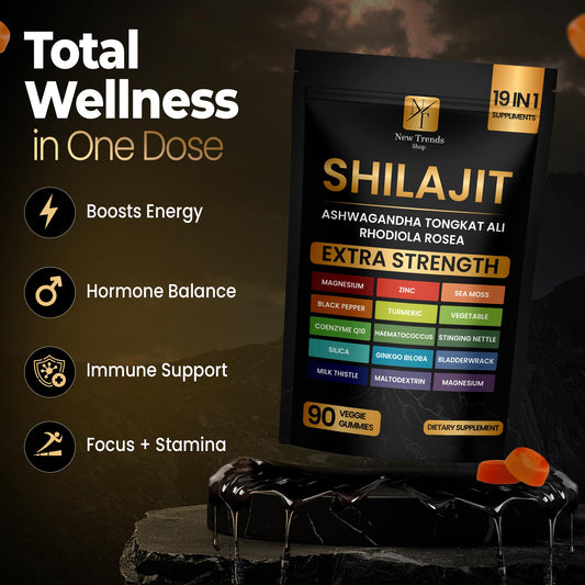 New Trends Shop Shilajit Gummies close-up of a tasty daily supplement.