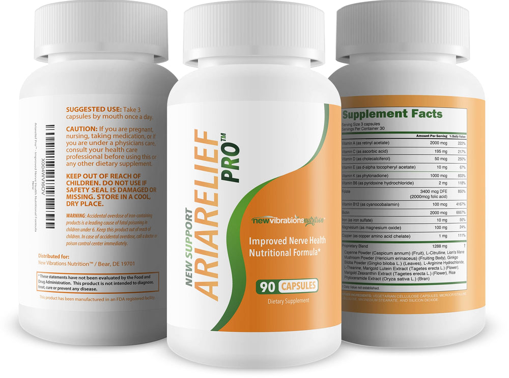 Bottle pour showing easy-to-take capsules for daily nerve care
