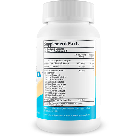 New Vibrations Nutrition 40B CFU probiotic capsules promote digestive balance and comfort.