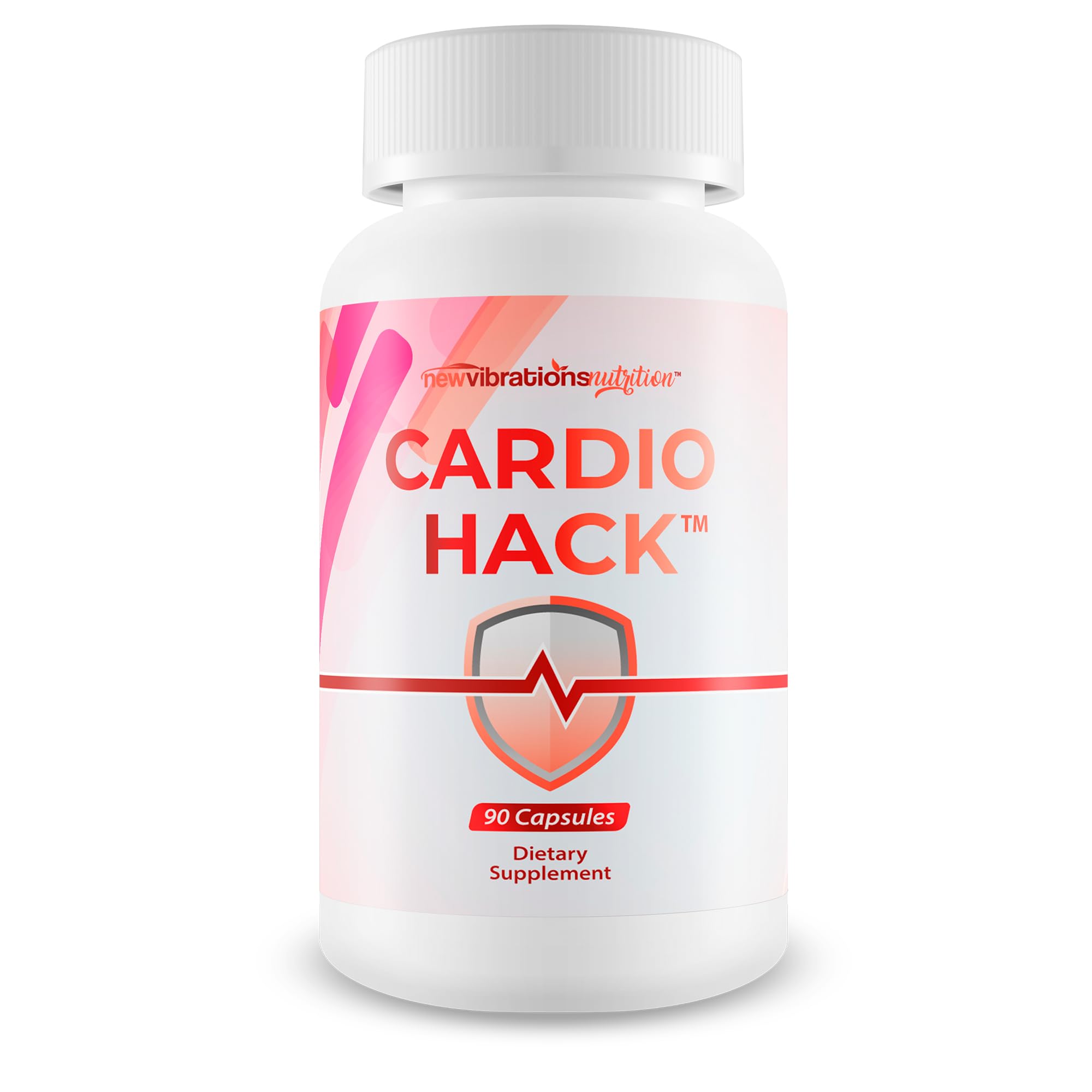 New Vibrations Cardio Hack bottle showing a bottle of circulation support.