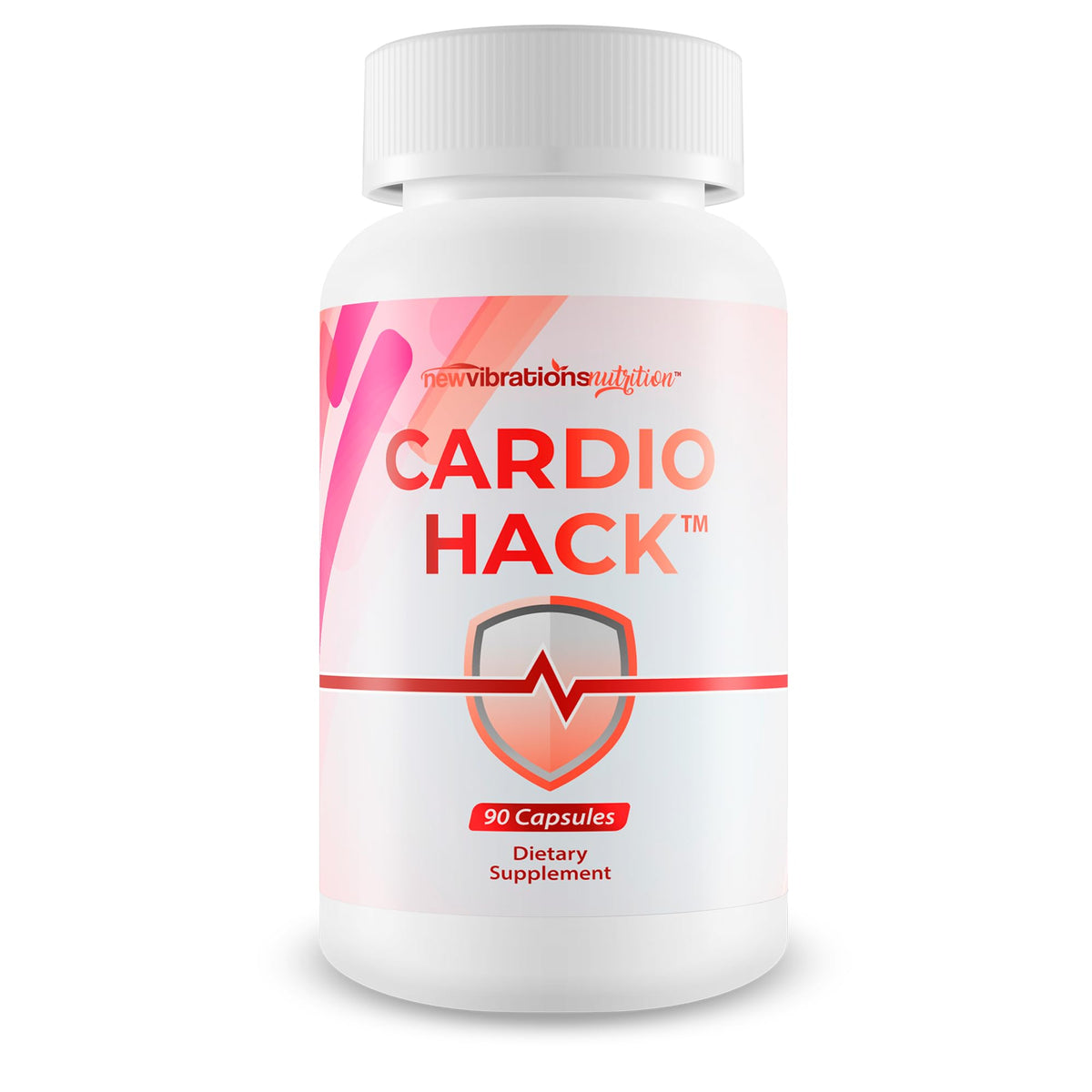 New Vibrations Cardio Hack bottle showing a bottle of circulation support.