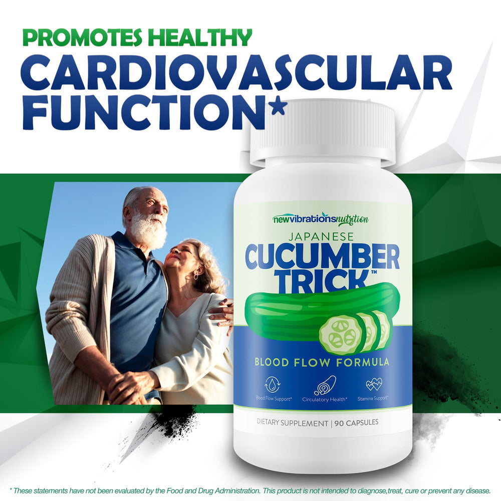 New Vibrations Nutrition Japanese Cucumber Trick visualizes nitric oxide support.